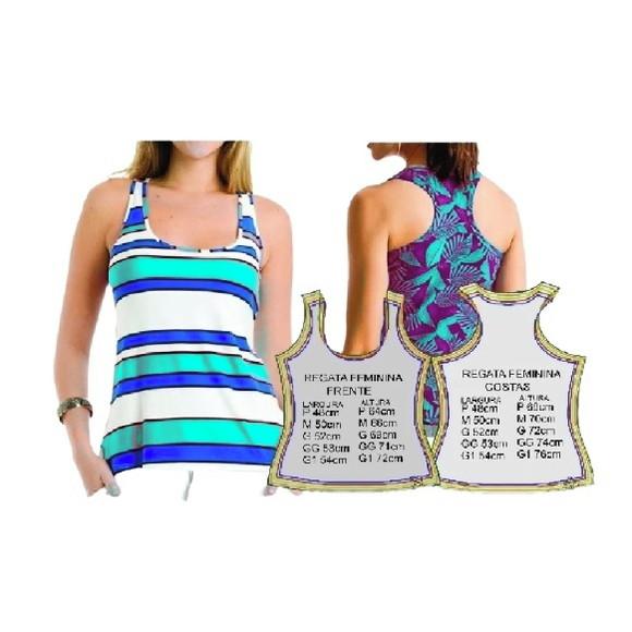 Molde Modelagem Regata Feminina Nadador Camisa Gola Careca
