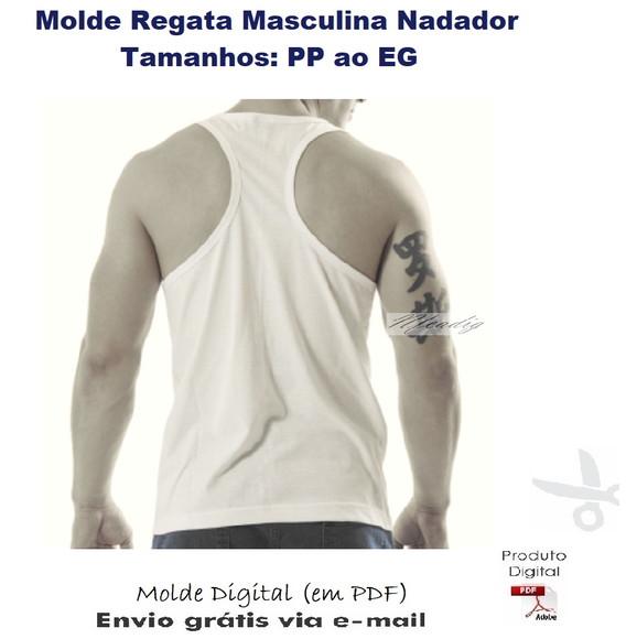 Molde Modelagem Regata Masculina Nadador (PP ao EG) #371