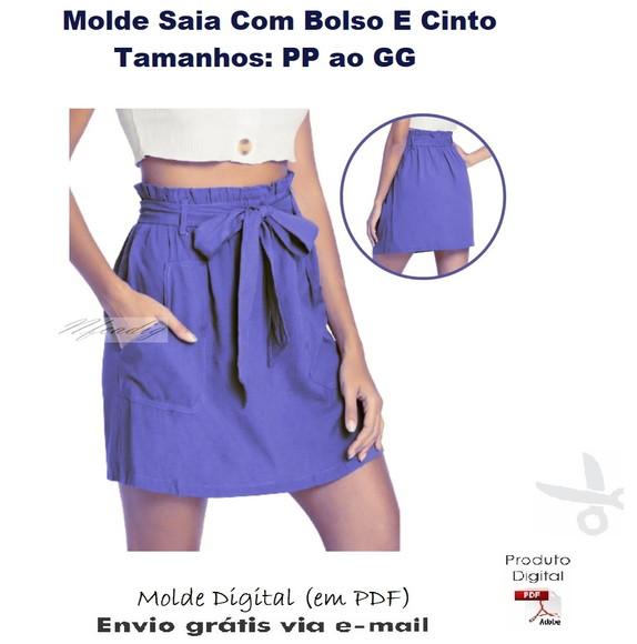 Molde Modelagem Saia Com Bolso E Cinto #330