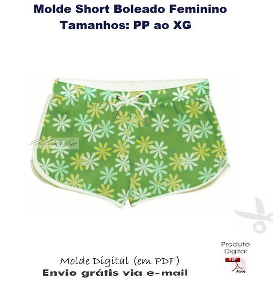 Molde Modelagem Short Boleado Feminino (PP ao XG) #335