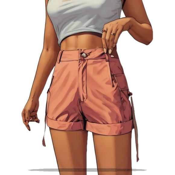 Molde Modelagem Short Cargo Feminino do P ao Xg