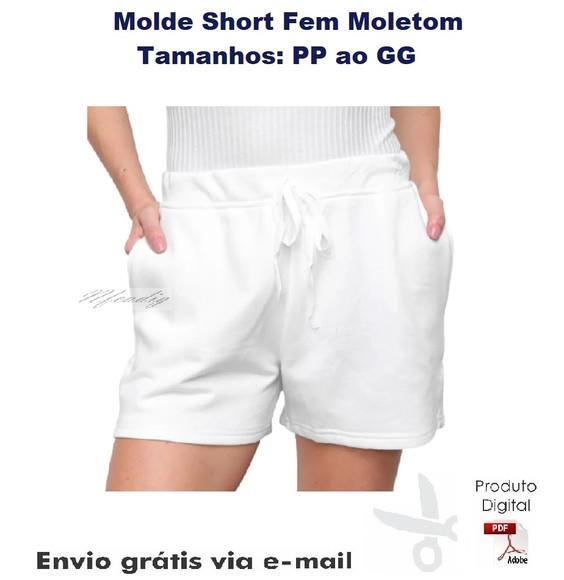 Molde Modelagem Short Feminino Moletom Com Bolso ref 19