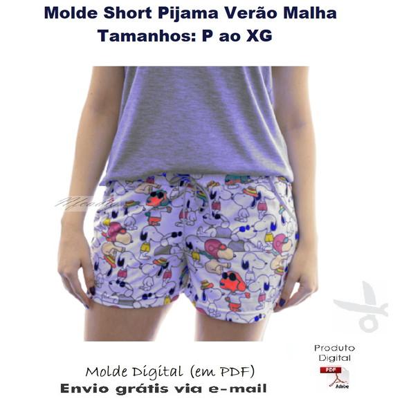 Molde Modelagem Short Pijama Verão Malha (P ao XG) #308