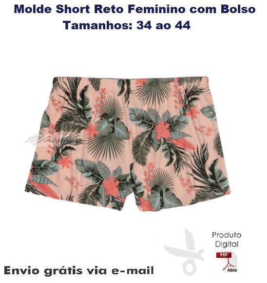 Molde Modelagem Short Reto Feminino com Bolso #102
