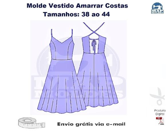 Molde Modelagem Vestido Amarrado nas Costas 38 ao 44