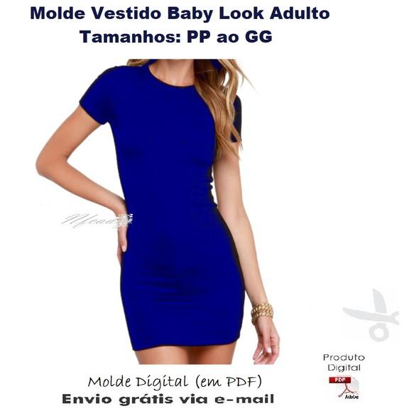 Molde Modelagem Vestido Baby Look Adulto (PP ao GG) #323