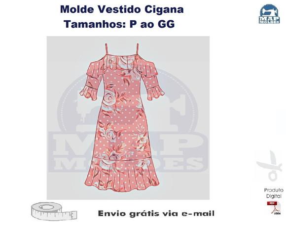 Molde Modelagem Vestido Cigana Ombro à Mostra P ao GG