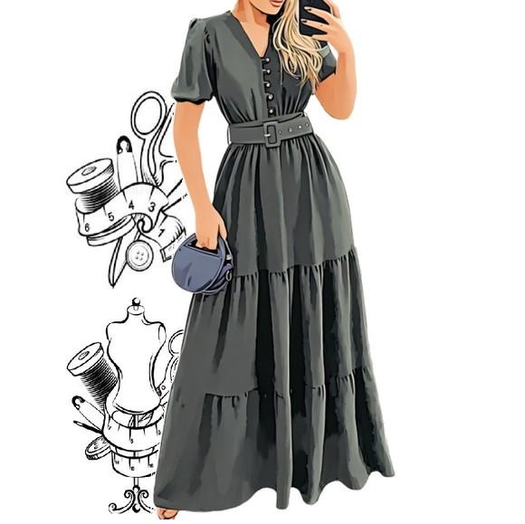 Molde Modelagem Vestido Decote com Botoes #440