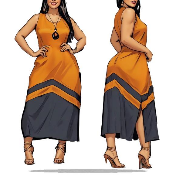 Molde Modelagem Vestido Longo Regata Abertura Lateral P-xxg