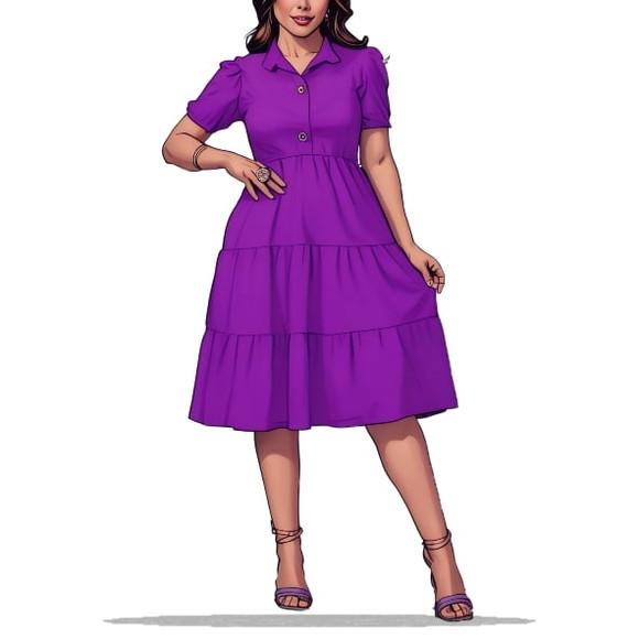 Molde Modelagem Vestido Manga Curta 3 Marias com Gola P - Gg