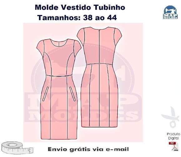 Molde Modelagem Vestido Tubinho Com Recortes em PDF