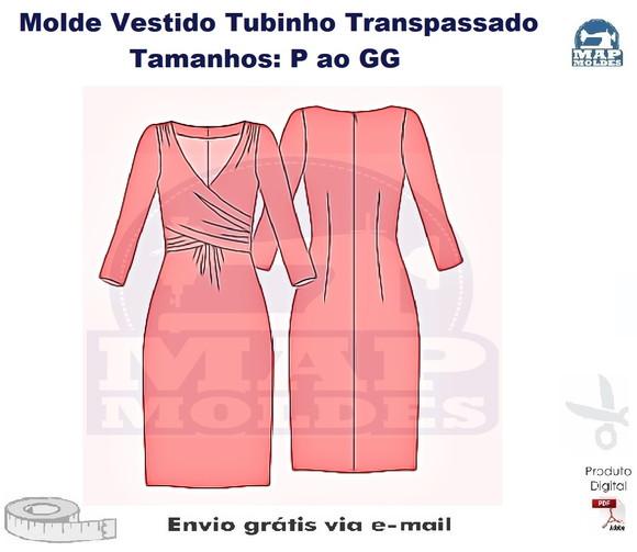 Molde Modelagem Vestido Tubinho Transpassado em PDF