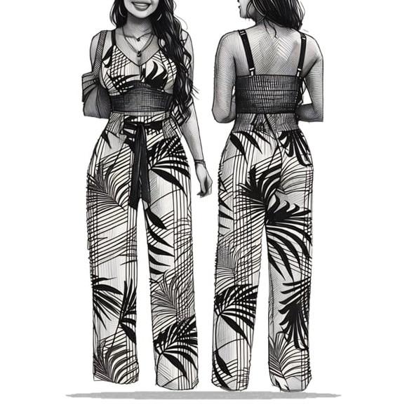 Molde para Costura em pdf Conj Calça e Cropped Alça P ao Xxg