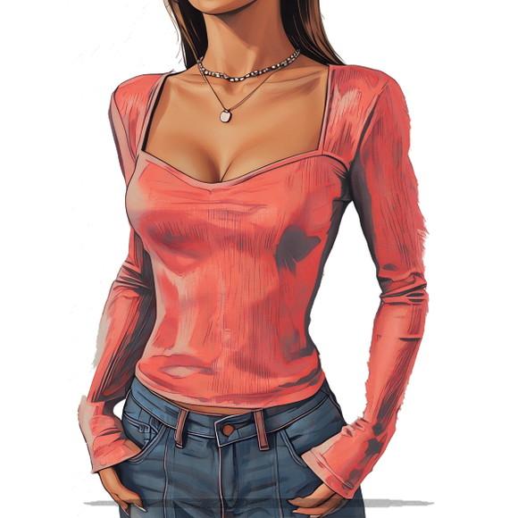 Molde para Costura em pdf de Blusa Casual Fem m Longa P-xxg