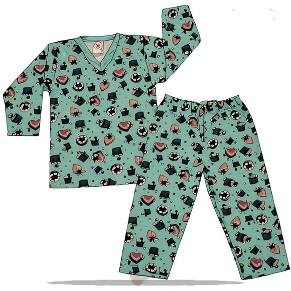Molde para Costura em pdf de Pijama Infantil Inverno 2 ao 14