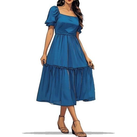 Molde para Costura em pdf de Vestido Manga Bufante P ao Xxg