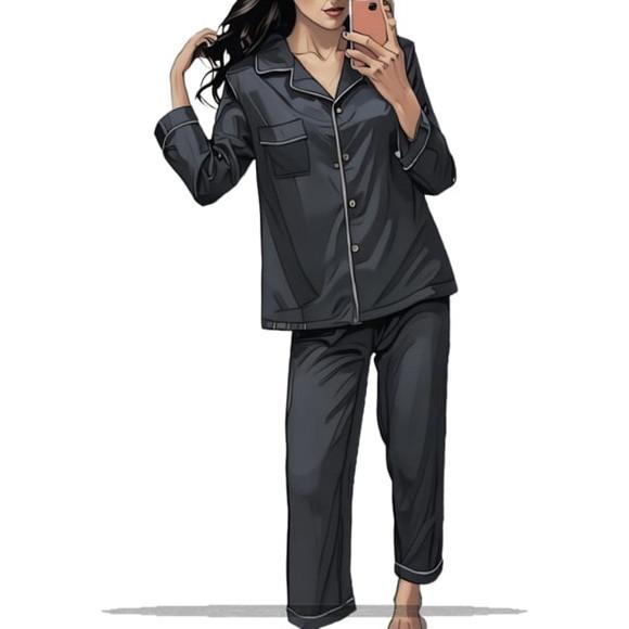 Molde para Costura em pdf Pijama Fem Longo Cetim do P ao Gg