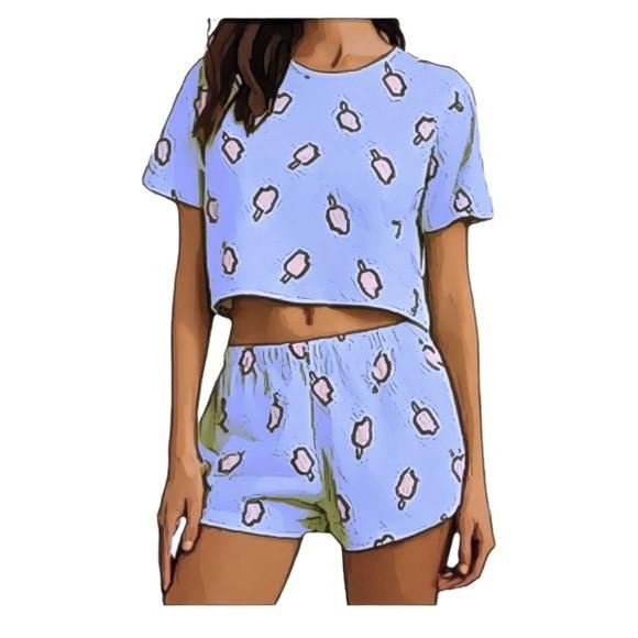 Molde Pijama Feminino Cropped Manga Curta e Short P a Gg