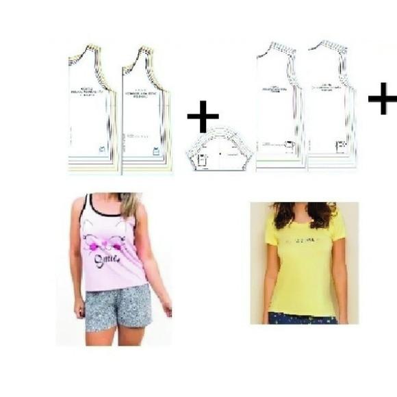 Molde Pijama Feminino Verão Regata + Camiseta + Shortinho