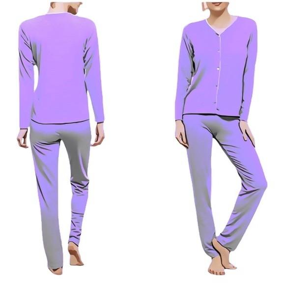 Molde Pijama Longo Inverno Feminino de Botão P ao Gg