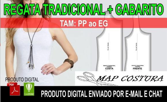 Molde Regata Feminina Tradicional + Gabarito Sublimação
