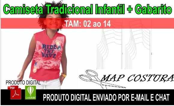 Molde Regata Infantil Gola V + Gabarito Sublimação
