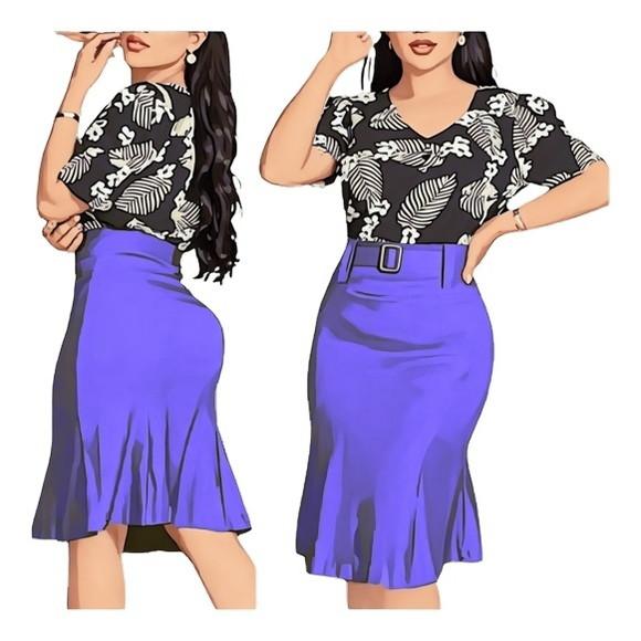 Molde Saia com Nesgas + Blusa Decote V P ao Gg