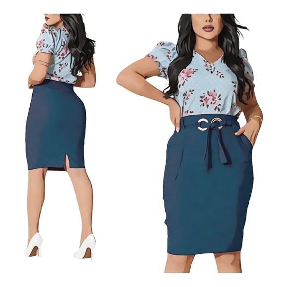 Molde Saia Lapis e Blusa Feminina Gola Boneca P ao Gg