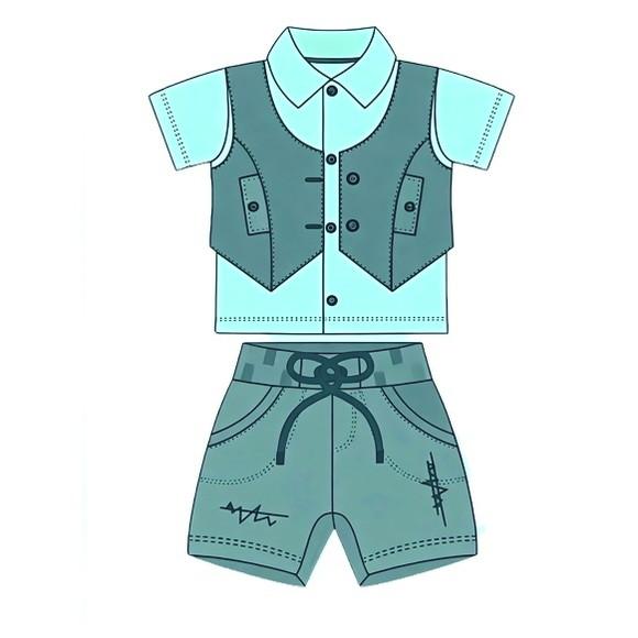 Molde Short Camisa e Colete Bebê P ao Gg