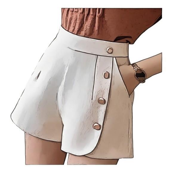 Molde Short Fem Cintura Alta Botão Lateral P ao Gg