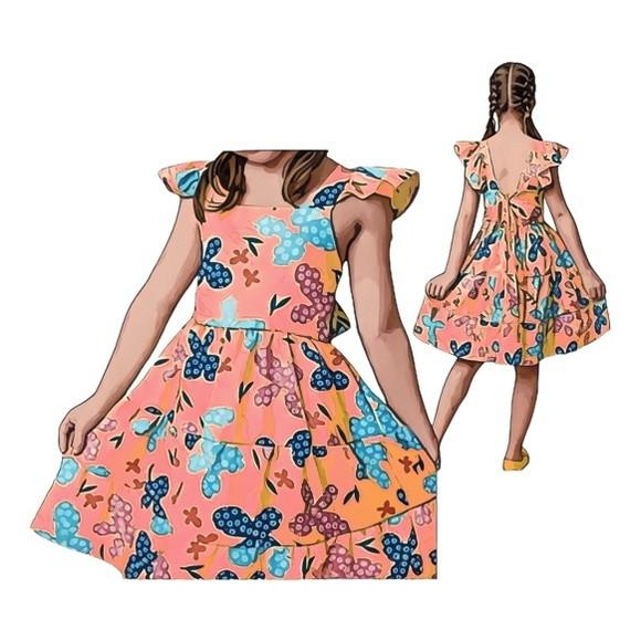 Molde Vestido Inf Saia 3 Marias Alças com Babado 2 a 14 Anos