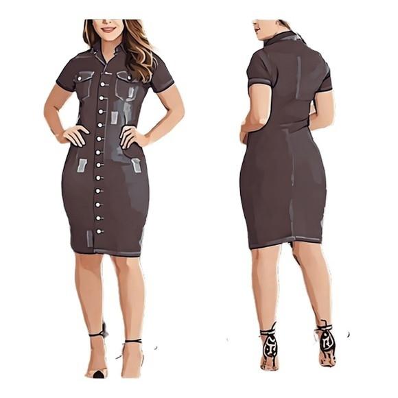 Molde Vestido Jeans m Curta com Botão Chemise P ao Gg