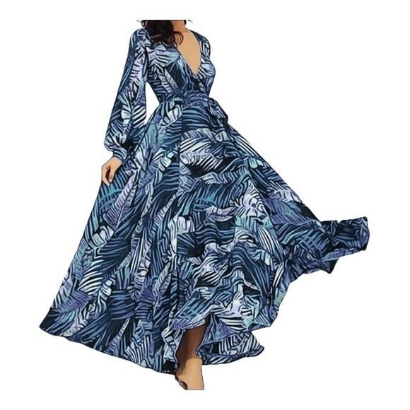 Molde Vestido Longo Manga Longa com Decote em V P ao Gg