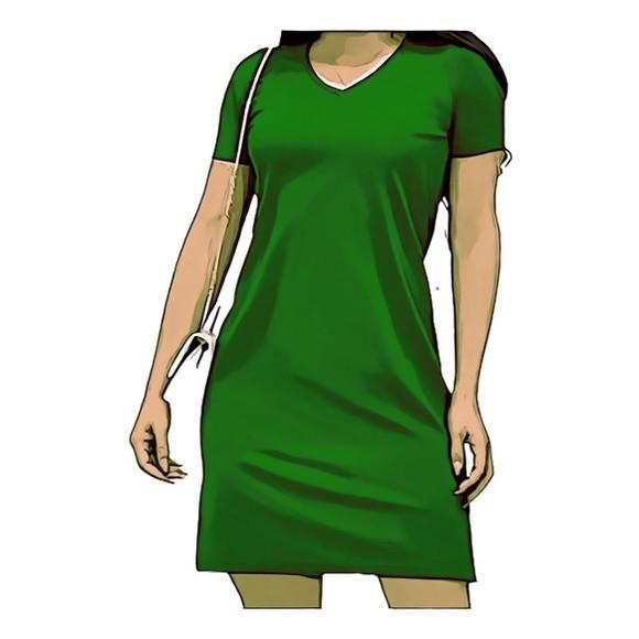 Molde Vestido Malha Manga Curta Decote V P ao Gg