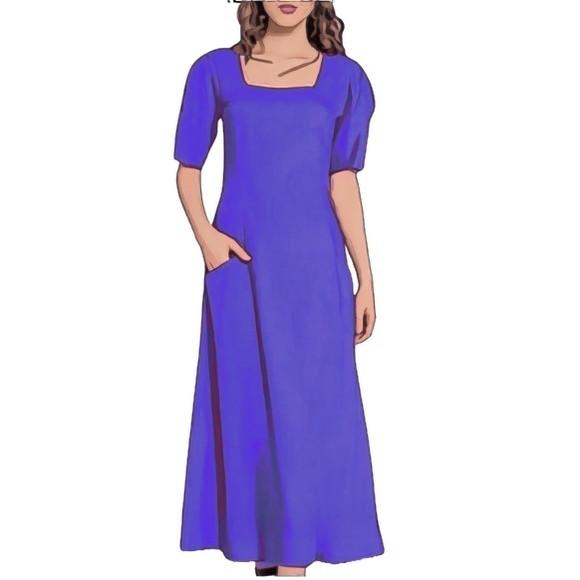 Molde Vestido Midi Evase Decote Quadrado P ao Gg