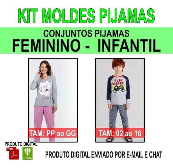 Moldes Conjuntos Pijamas Feminino - Infantil