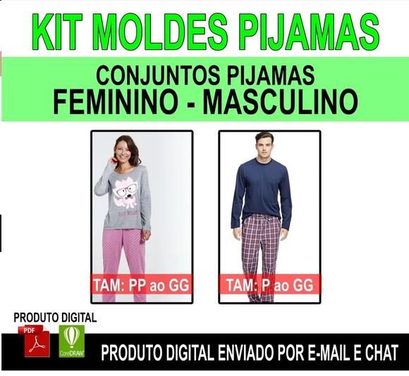 Moldes Conjuntos Pijamas Feminino - Masculino