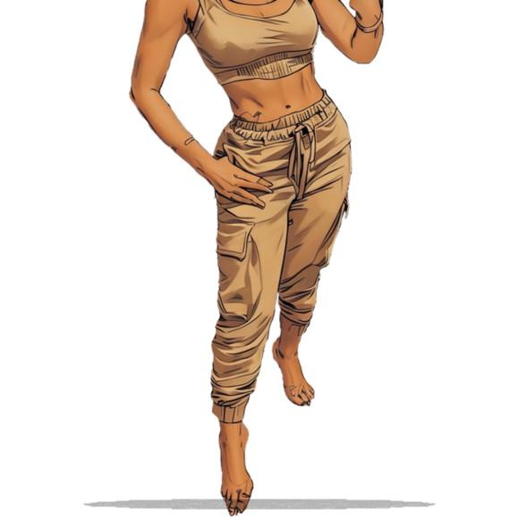 Moldes Digitais em pdf - Calça Cargo Jogger Feminina Pp - Gg