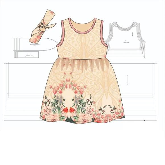 Moldes Digital - Vestido de Malha Infantil com Viés