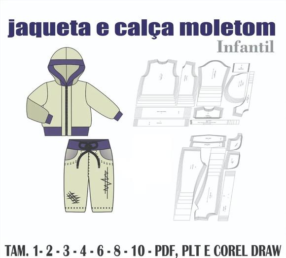 Moldes Digital de Jaqueta e Calça Moletom Infantil
