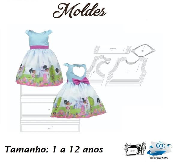 Moldes Digital de Vestido Costas Coração Infantil