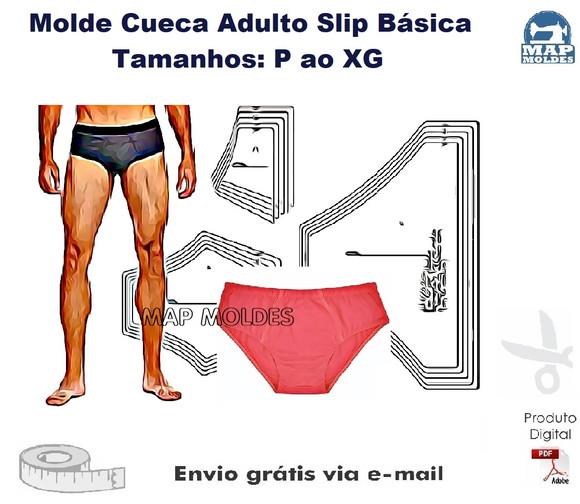 Moldes Modelagem Cueca Slip Básica Adulta , Moda Íntima