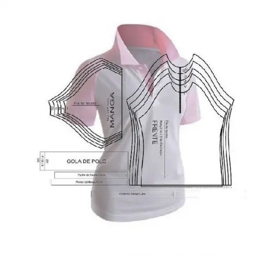 (molde Digital) Baby Look Gola Polo Raglan Pp ao Gg