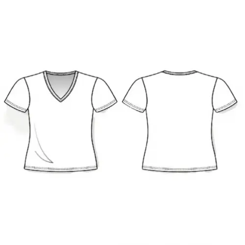 (molde Digital) Babylook Manga Curta Gola V Plus Size
