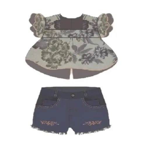 (molde Digital) de Bata e Short Infantil Feminino