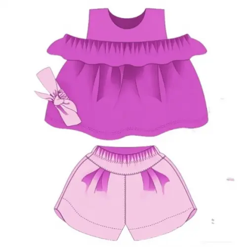 (molde Digital) de Conjunto Bata e Short com Tiara