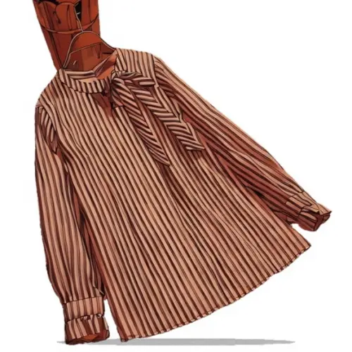 (molde em Pdf) Blusa Fem Manga Longa Laço na Gola do 38 - 46