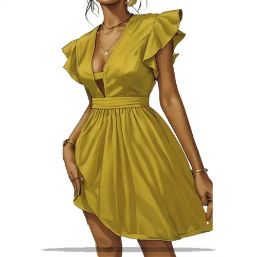 (molde em Pdf) Vestido Decote em V Detalhe Ombro Pp ao Xxg
