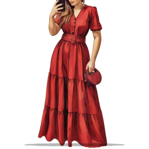 (molde em Pdf) Vestido Longo com Botoes do Pp ao Xxg