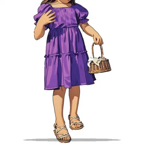 (molde em Pdf) Vestido Infantil Manga Bufante 2 a 14 Anos